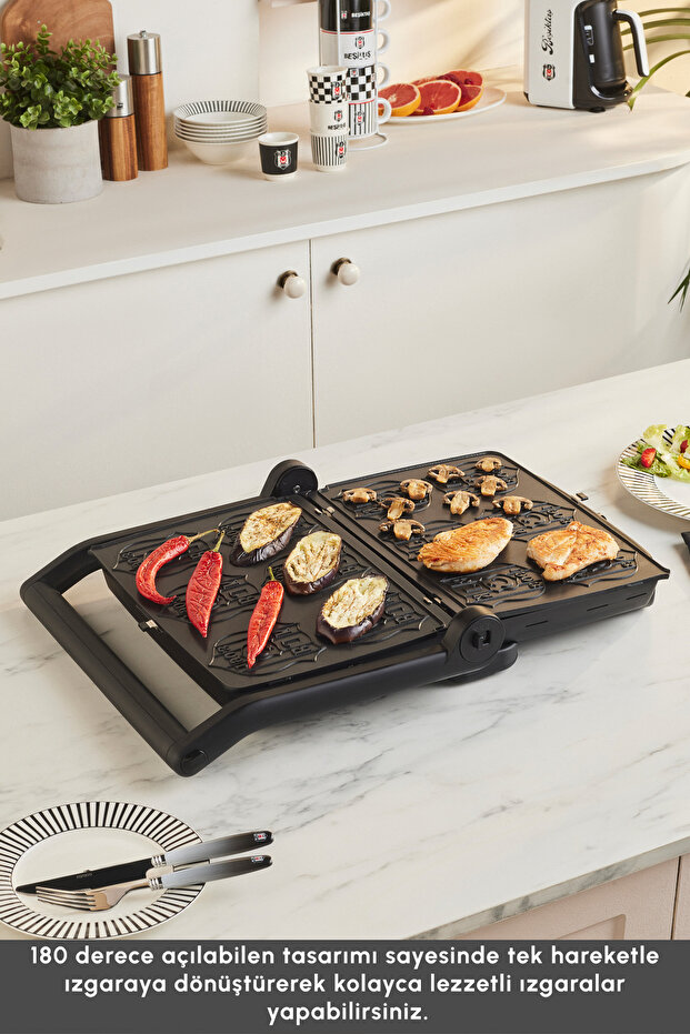x Beşiktaş Lisanslı Gastro Grill Glass 6 Dilim Kapasiteli Logo Plakalı Tost Makinesi 2400 W - 8