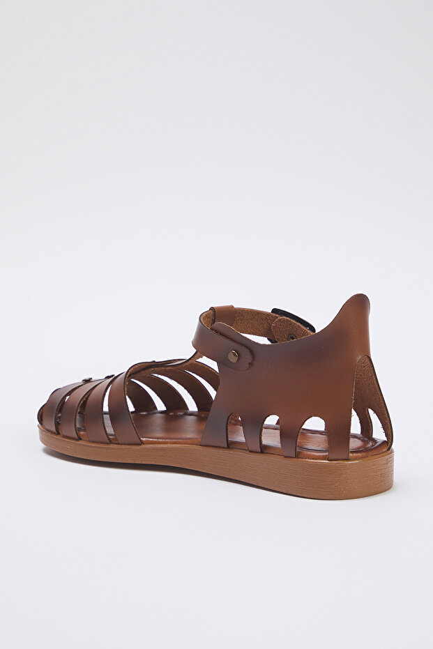 Taba Parmakları Kapatan Yuvarlak Burun Kadın Bodrum Sandalet TAKSS25SD00022 - 5