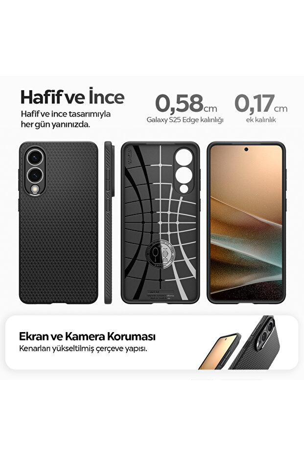 Galaxy S25 Edge Kılıf Liquid Air Matte Black - ACS09420 - 5