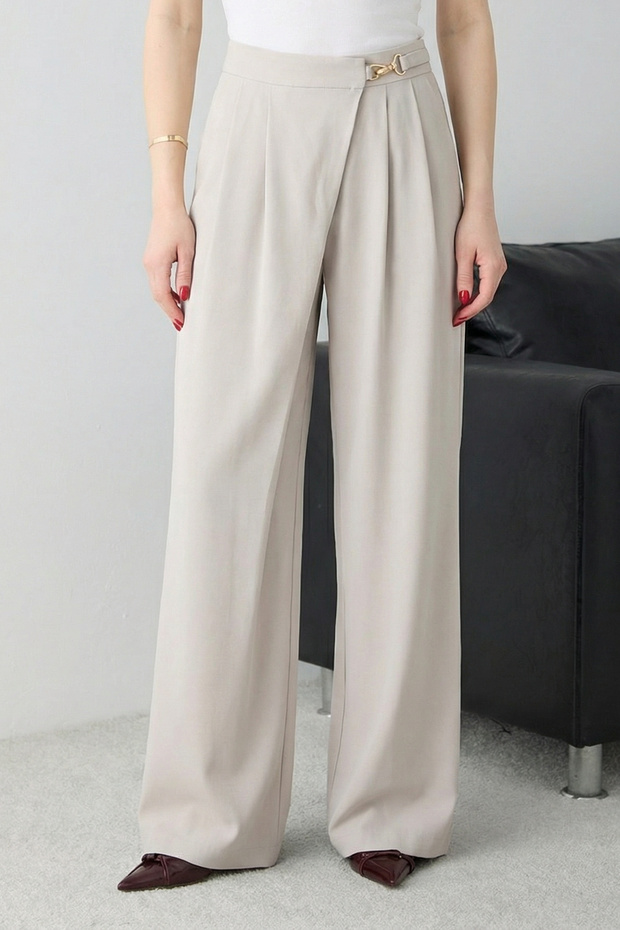 Taş Kapama Detaylı Geniş Paça Modal Pantolon TWOSS26PL00128