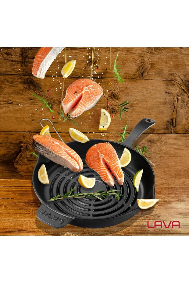 Cast Round Grill Pan Cast Iron Solid Handle Diameter (Ø)28cm. - 7