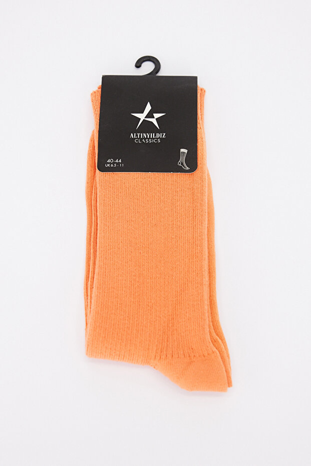 Men's Orange Single Ribbed Socks