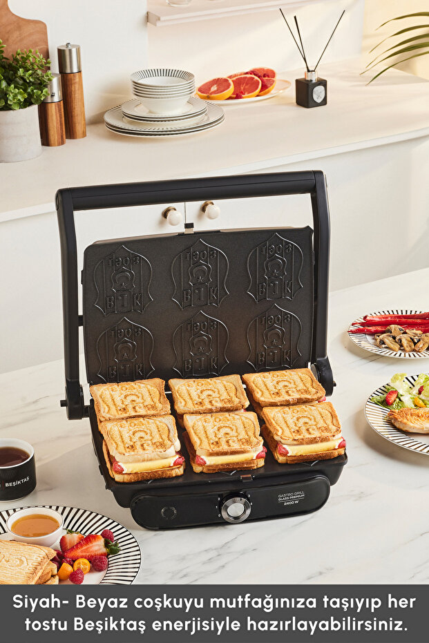 x Beşiktaş Lisanslı Gastro Grill Glass 6 Dilim Kapasiteli Logo Plakalı Tost Makinesi 2400 W - 4