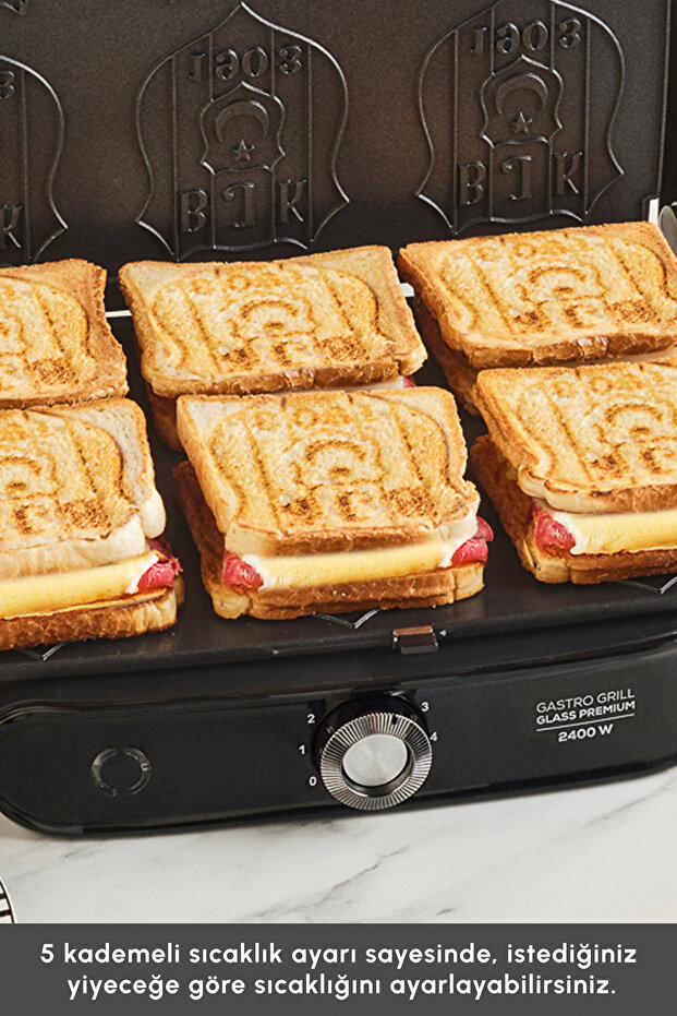 x Beşiktaş Lisanslı Gastro Grill Glass 6 Dilim Kapasiteli Logo Plakalı Tost Makinesi 2400 W - 10