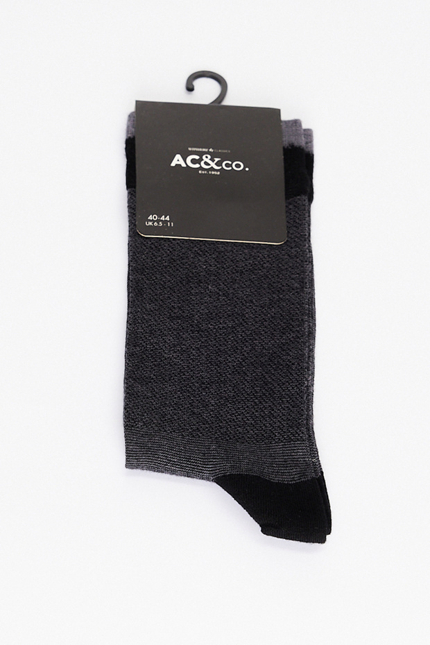 Men's Grey-Black Patterned Single Socks