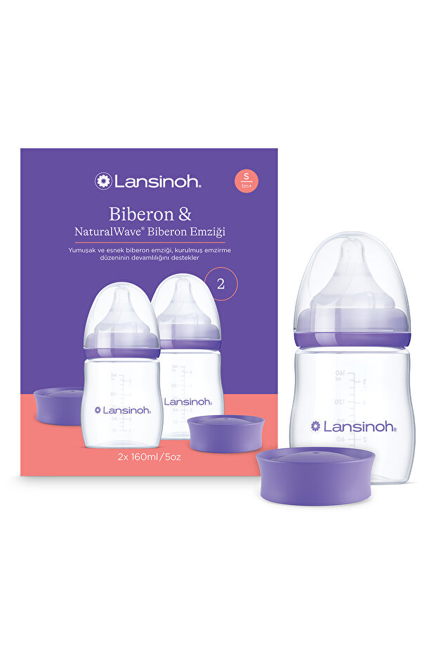 LANSINOH 2 X 160 ml Biberon ve NaturalWave® Biberon Emziği (1 Ay+)