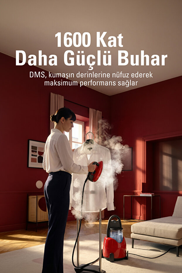 Lift Buhar Kazanlı Ütü - Kırmızı (%100 Kuru Buhar Teknolojisi, %50 Zaman Tasarrufu) - 5