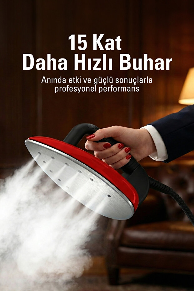Lift Buhar Kazanlı Ütü - Kırmızı (%100 Kuru Buhar Teknolojisi, %50 Zaman Tasarrufu) - 6