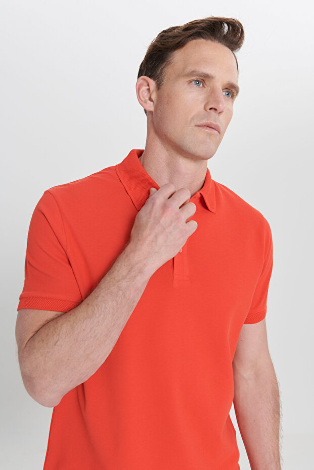 Erkek Narçiçeği %100 Pamuk Kıvrılmaz Pike Polo Yaka Slim Fit Dar Kesim Tişört - 10