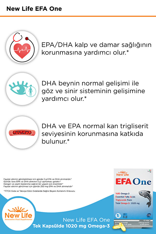 Efa One 45 Kapsül Balık Yağı 1020 Omega 3 - 3
