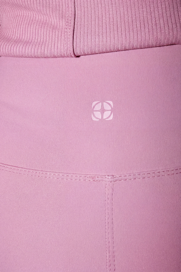 Pembe Soft Fırçalı Kumaş Reflektör Baskı Detaylı Tam Boy Örme Spor Tayt THMAW25TY00020 - 6