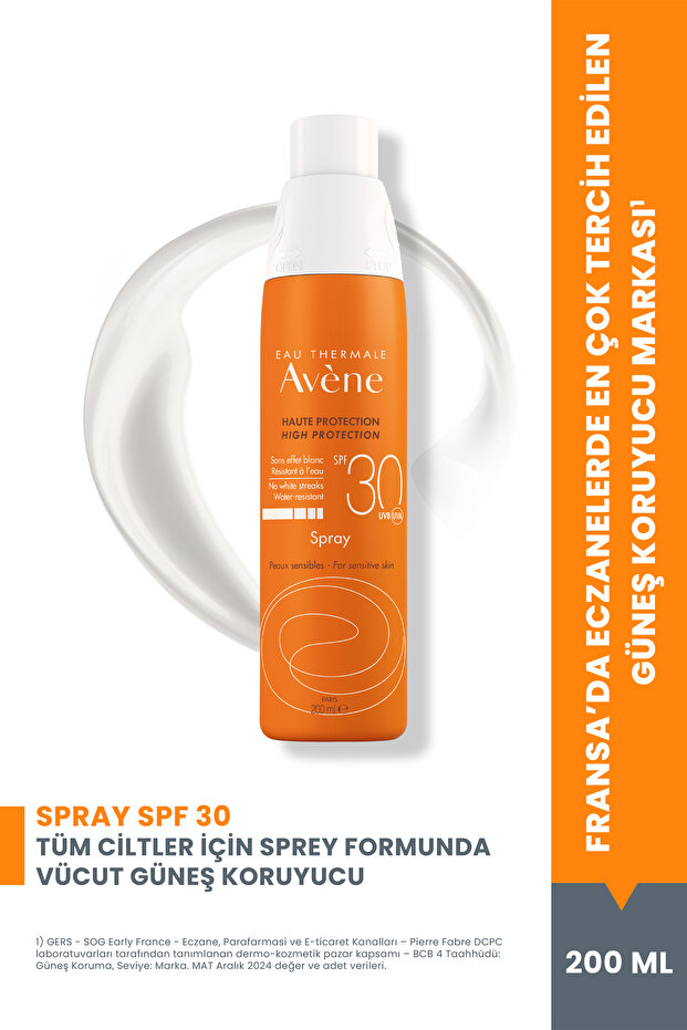 Sprey Güneş Kremi SPF 30 Vücut için Yüksek Koruma Sağlayan Nemlendirici Güneş Bakımı 200 ml - 1