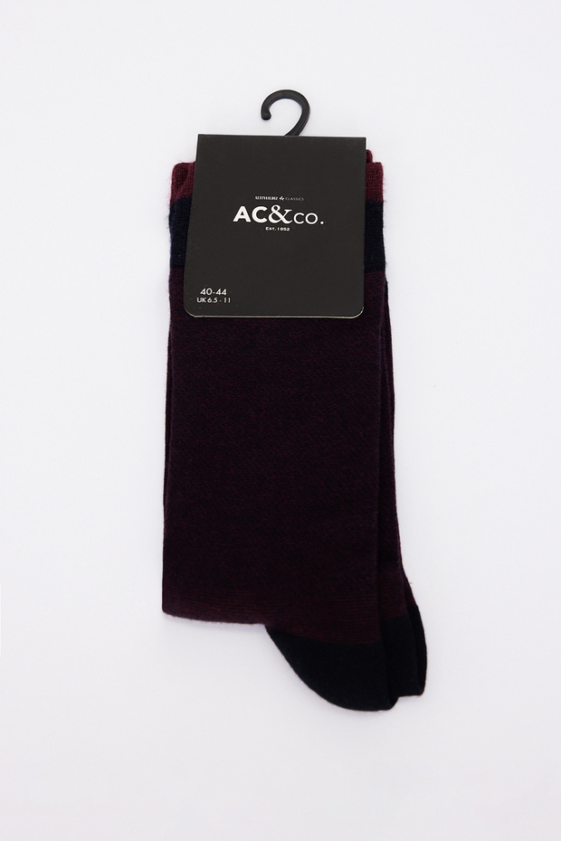 Men's Navy Blue-Burgundy Patterned Single Socks
