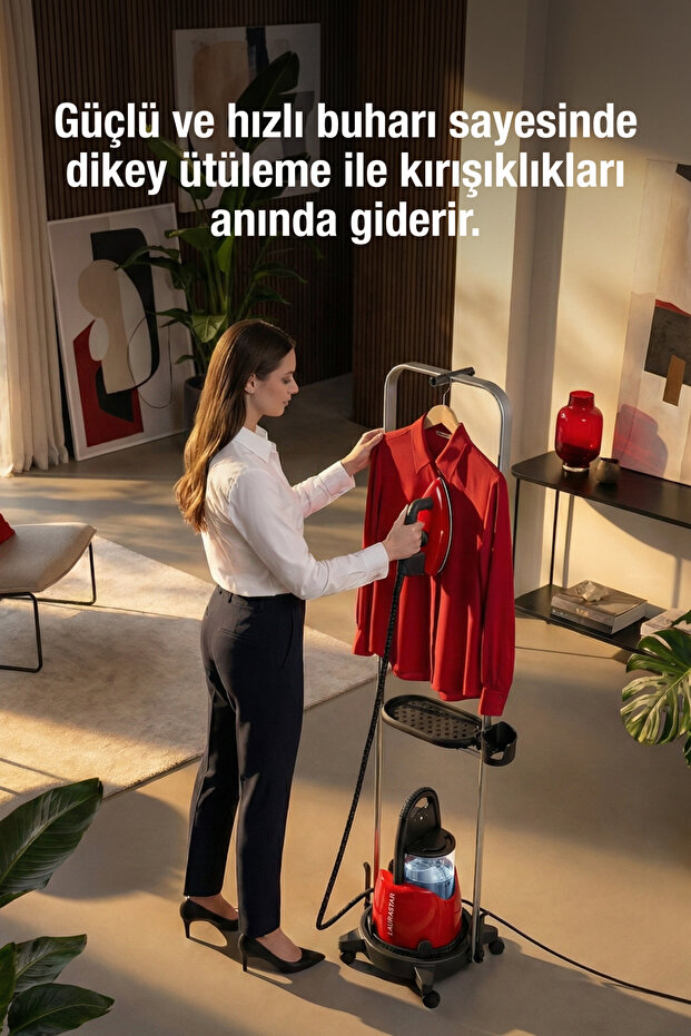 Lift Buhar Kazanlı Ütü - Kırmızı (%100 Kuru Buhar Teknolojisi, %50 Zaman Tasarrufu) - 10