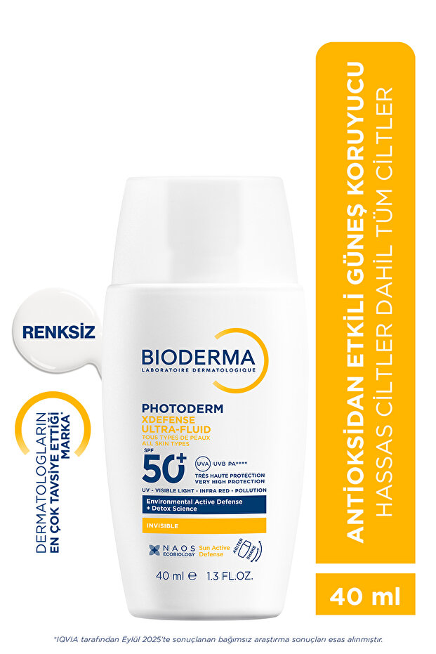 Bioderma Photoderm XDefense SPF50+ Hassas&Tüm Ciltler Antioksidan Etkili Akışkan Güneş Kremi Renksiz 40 ML