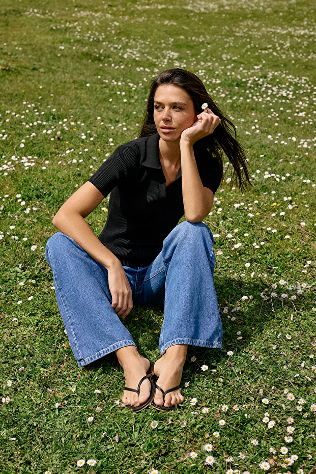 Mavi More Sustainable DÖKÜMLÜ Normal Bel %100 Pamuk Uzun Boy Wide Leg Jeans TWOSS26JE00135 - 1