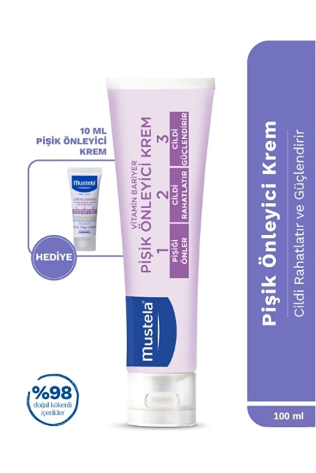 Mustela Bebek Pişik Önleyici Koruyucu Doğal Kökenli Bakım Kremi 100ml Seyahat Boy + 10 ml Hediyeli