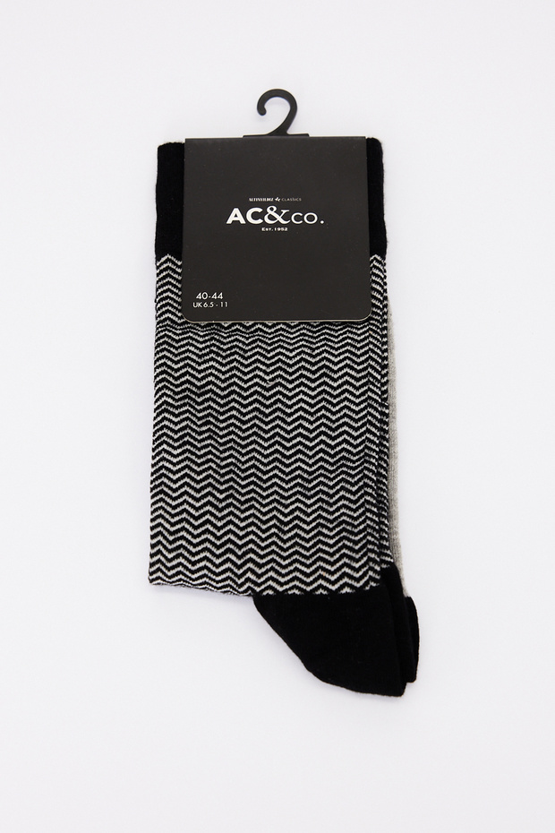 Men's Grey-Black Patterned Bamboo Single Socks