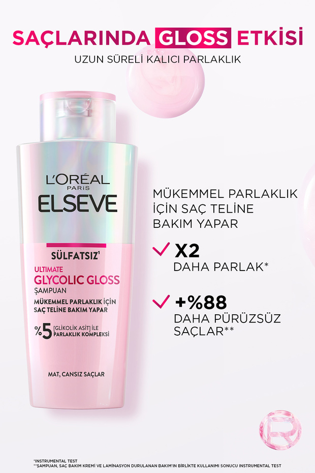 Glycolic Gloss Mükemmel Parlaklık için Bakım Yapan Şampuan 200ml - 6
