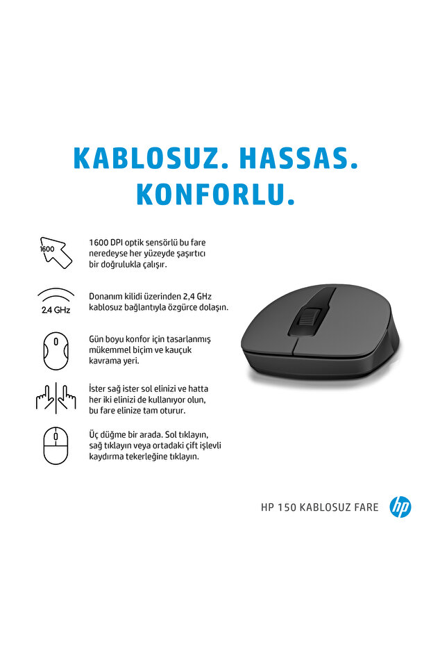 150 2S9L1AA Siyah Kablosuz Mouse 1600Dpı 2.4GHZ - 6