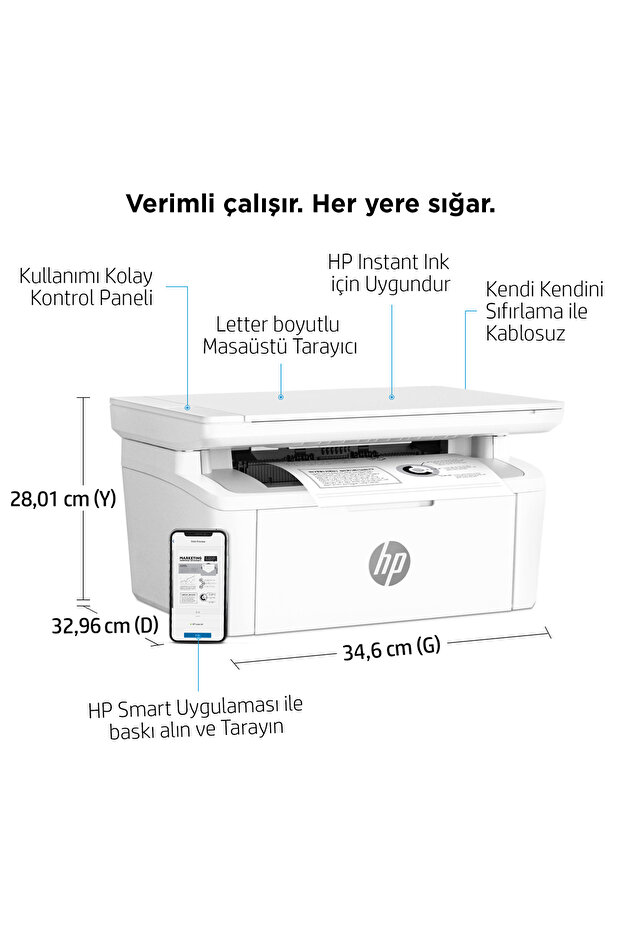LaserJet M141w Tarayıcı Fotokopi Wifi Siyah beyaz Lazer Yazıcı 7MD74A - 6