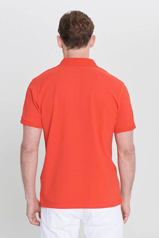 Erkek Narçiçeği %100 Pamuk Kıvrılmaz Pike Polo Yaka Slim Fit Dar Kesim Tişört - 11