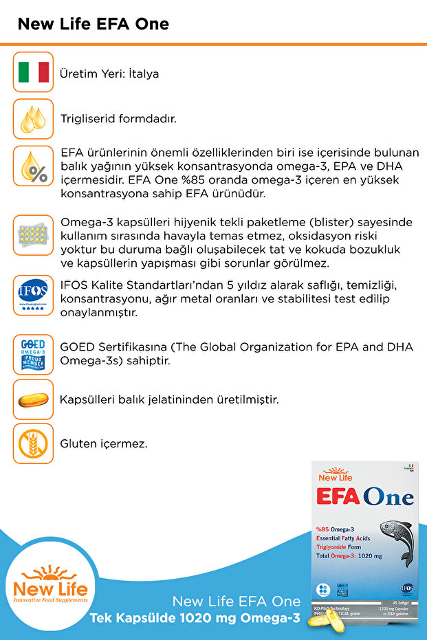 Efa One 45 Kapsül Balık Yağı 1020 Omega 3 - 2