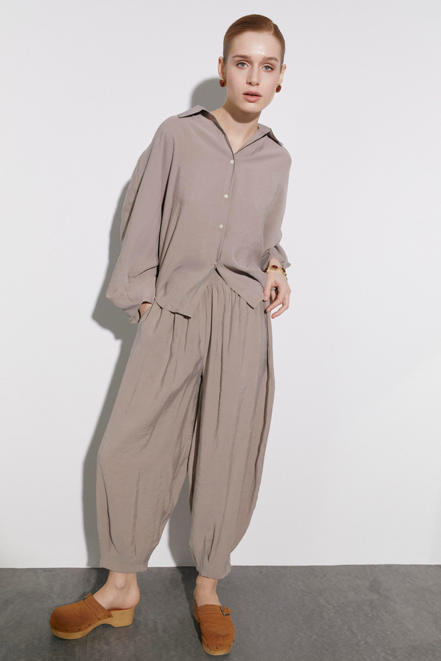 Vizon Oversize Gömlek Pantolon Alt - Üst Takım TWOSS26AU00179