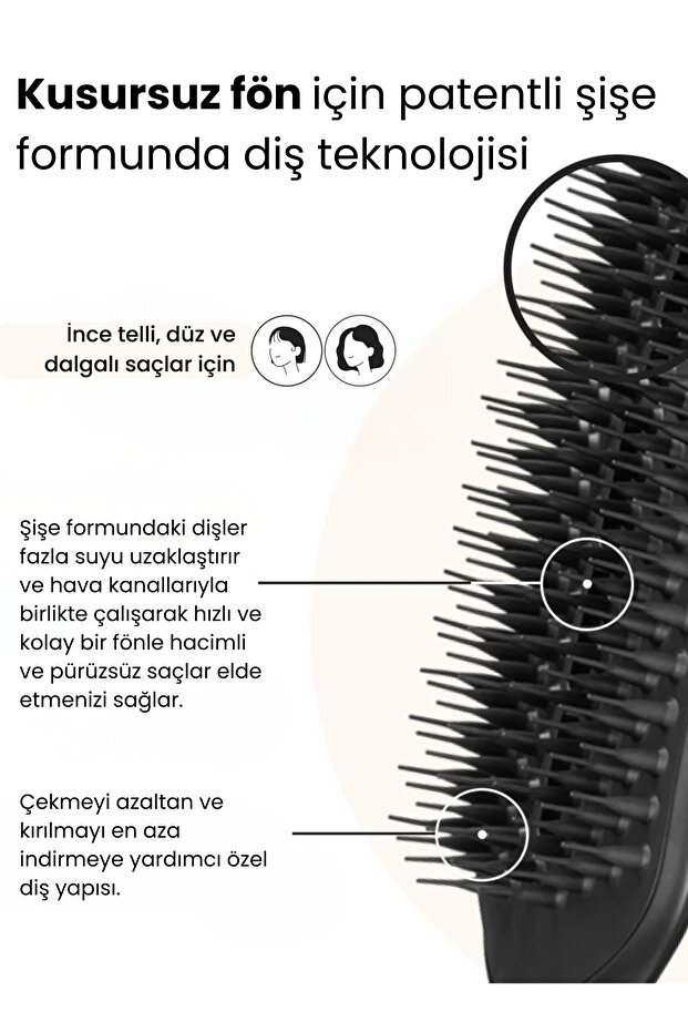 The Ultimate Blow Dry Jet Black Tüm Saç tipleri için Saç Şekillendirici Fön Fırçası-Tarak - 3