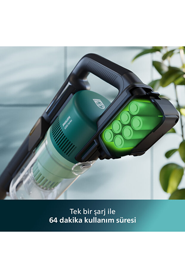 6000 Serisi Kablosuz Dikey Süpürge, PowerCyclone 11, Aqua Modül ile Kolay Mop, TriActive, XC6557/01 - 6