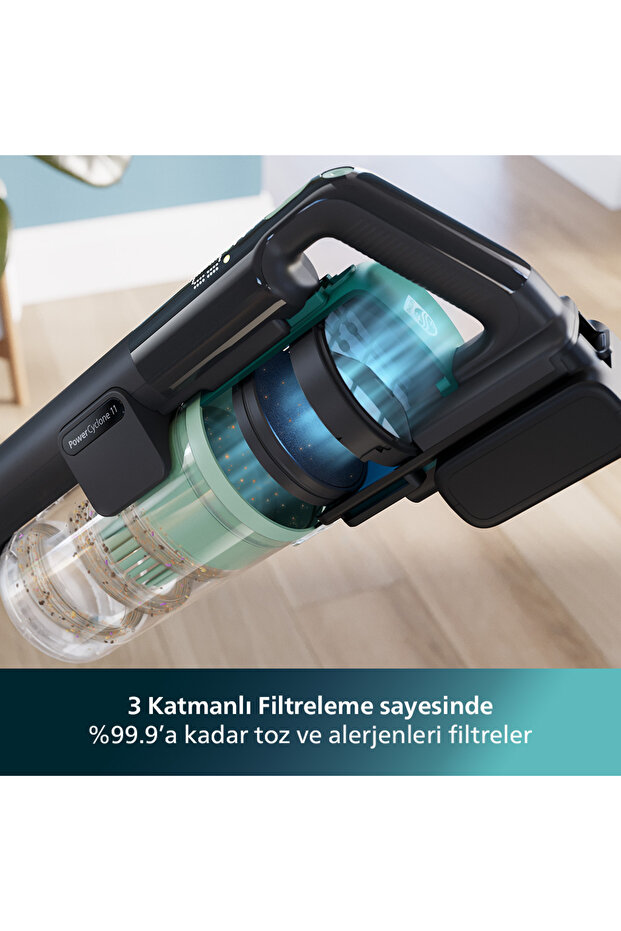 6000 Serisi Kablosuz Dikey Süpürge, PowerCyclone 11, Aqua Modül ile Kolay Mop, TriActive, XC6557/01 - 7