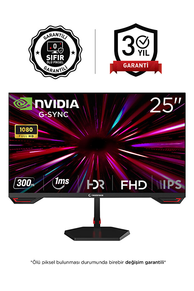 Crimson CR25R300F 25 300Hz 1ms CSOT FAST IPS FHD Freesync/G-Sync PC Flat Oyuncu Monitörü - 1