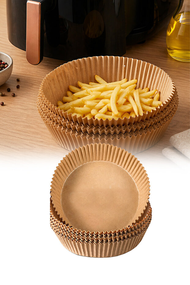 Brown Round Airfryer Baking Paper Greaseproof Paper for Air Fryer 16 cm
