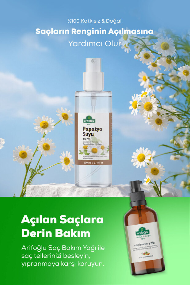 Saf Papatya Suyu & Hidrosolu, Saç Rengi Açıcı ve Parlaklık Verici Tonik Sprey 100 ml - 8