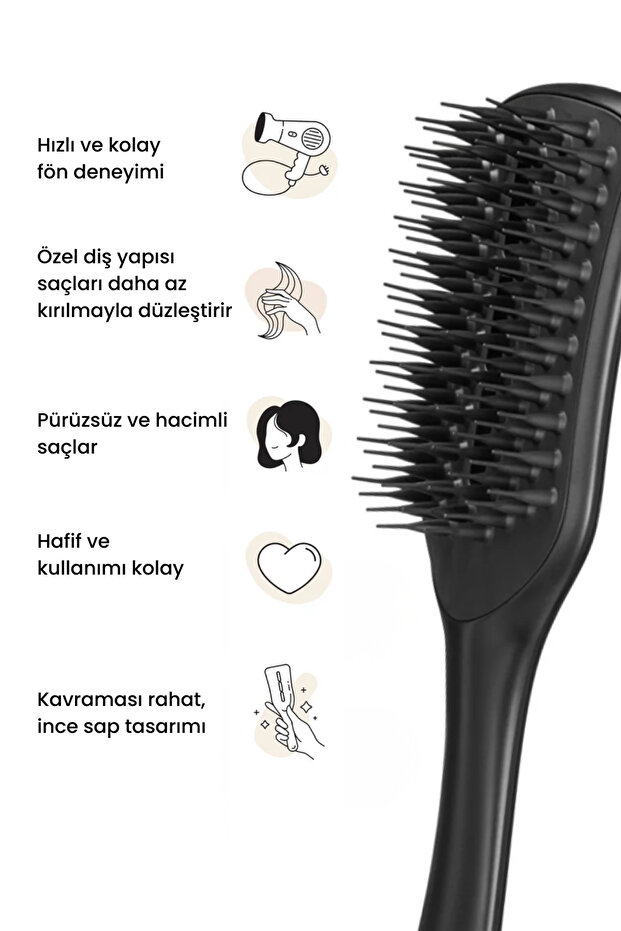 The Ultimate Blow Dry Jet Black Tüm Saç tipleri için Saç Şekillendirici Fön Fırçası-Tarak - 4