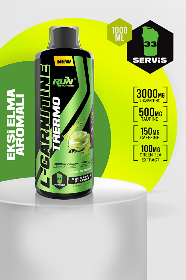 Run Nutrition L-carnitine Ekşi Elma Aromalı - 1 Lt - 3000mg - 33 Servis