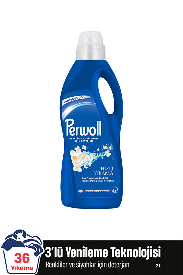 Perwoll Hassas Siyahlar ve Renkliler İçin Hızlı Yıkama Sıvı Çamaşır Deterjanı 2 L