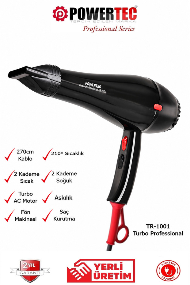 TR-1001 مجفف شعر احترافي بقوة 2500 واط