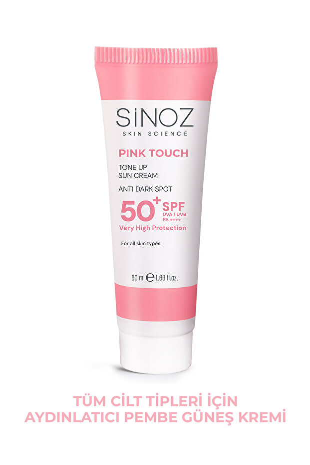 Sinoz Pink Touch SPF50+ Aydınlatıcı Pembe Yüz Güneş Kremi PA++++ Tüm Ciltler için 50ml