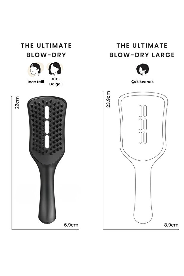 The Ultimate Blow Dry Jet Black Tüm Saç tipleri için Saç Şekillendirici Fön Fırçası-Tarak - 7