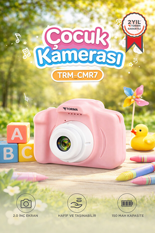 Torima Dijital Fotoğraf Makineleri Çocuk Kamerası 1080P Hd CMR7 Pembe