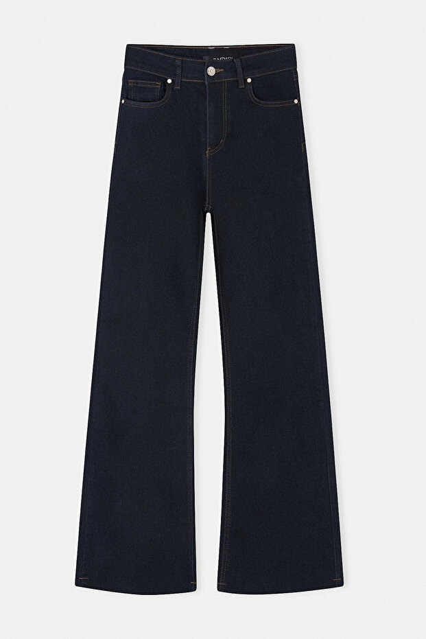 Lacivert Esnek Kumaş Flare İspanyol Paça Jeans TDRSS26PL00040 - 4