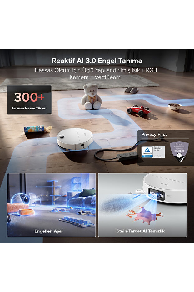 Saros 20 Sonic Akıllı Robot Süpürge 36.000 Pa - Beyaz - 5