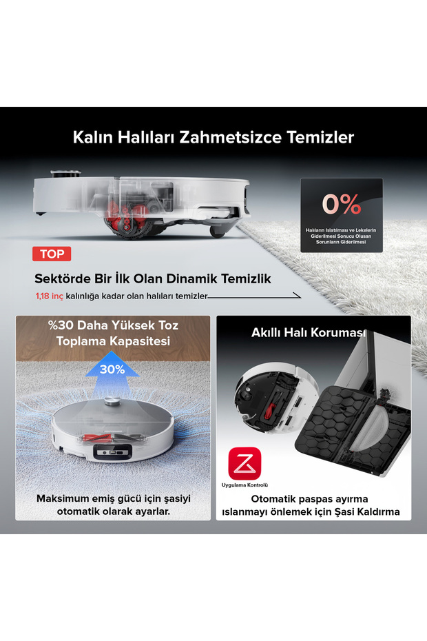Saros 20 Sonic Akıllı Robot Süpürge 36.000 Pa - Beyaz - 4