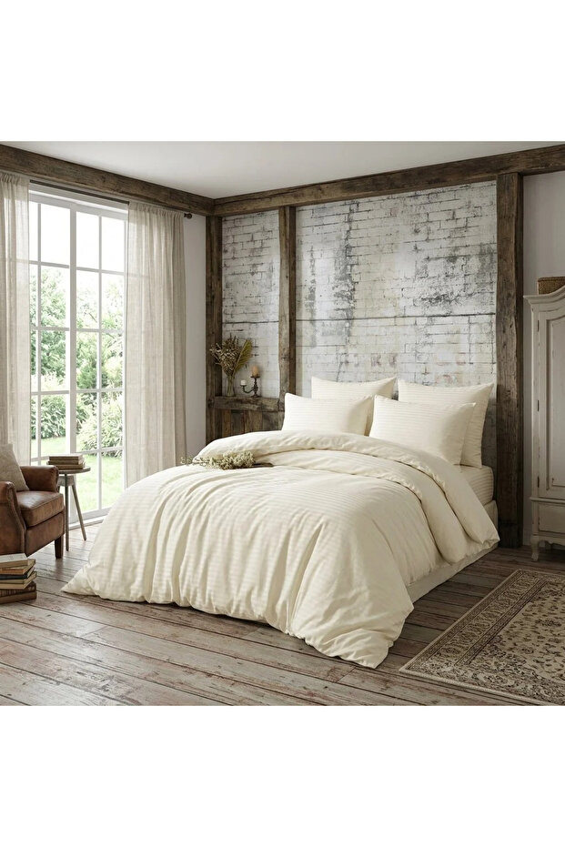 Home Striped Cotton Satin Bedding Set