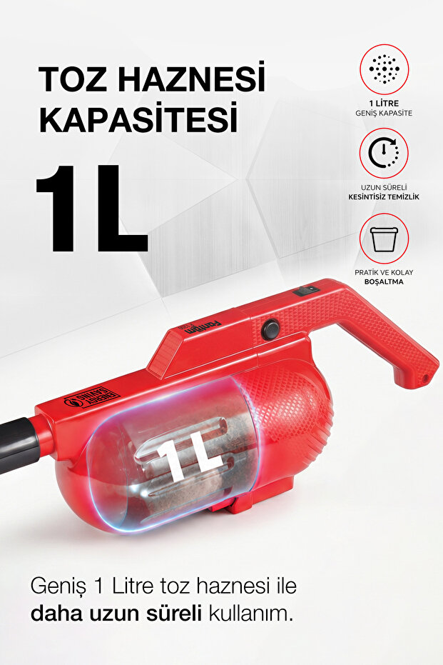 Pratıc-S P1200 Toz Torbasız Dikey Süpürge Kırmızı - 12