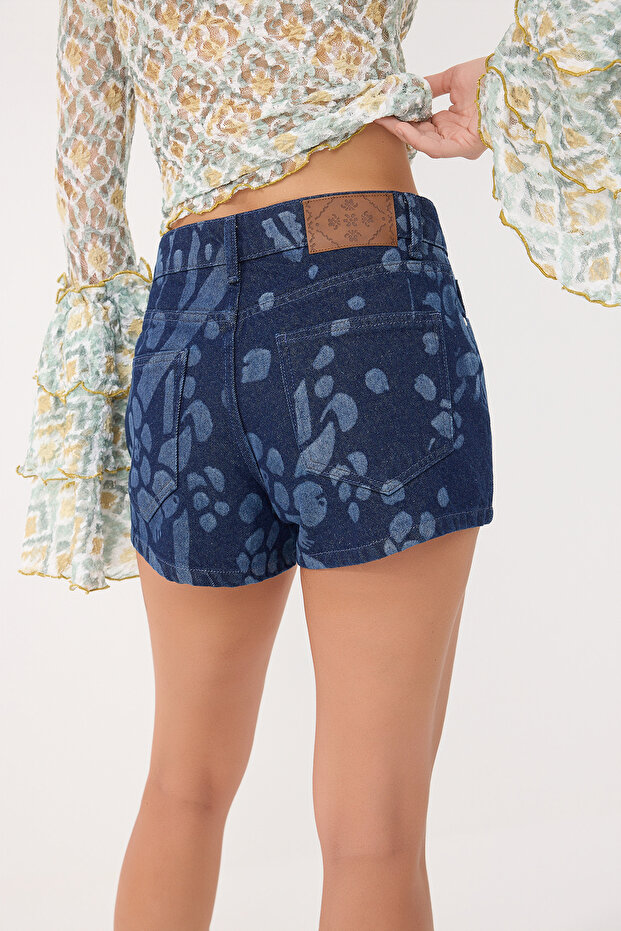 Mavi Desenli Mini Denim Şort TWOSS26SR00201 - 5