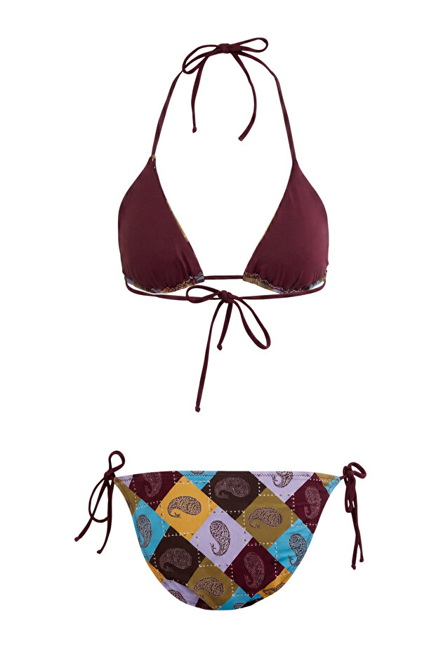 Çok Renkli Şal Desenli Bikini Takımı TBESS26BT00113 - 4