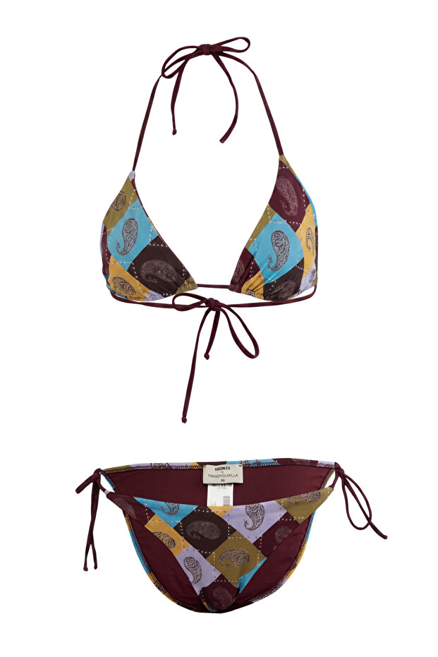 Çok Renkli Şal Desenli Bikini Takımı TBESS26BT00113 - 3