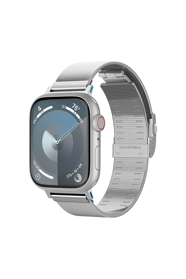 Apple Watch 49/46mm Ultra 4/3/2/1 / Seri 12/11/10 Uyumlu Kordon Band Sleek Link Silver - AMP07224